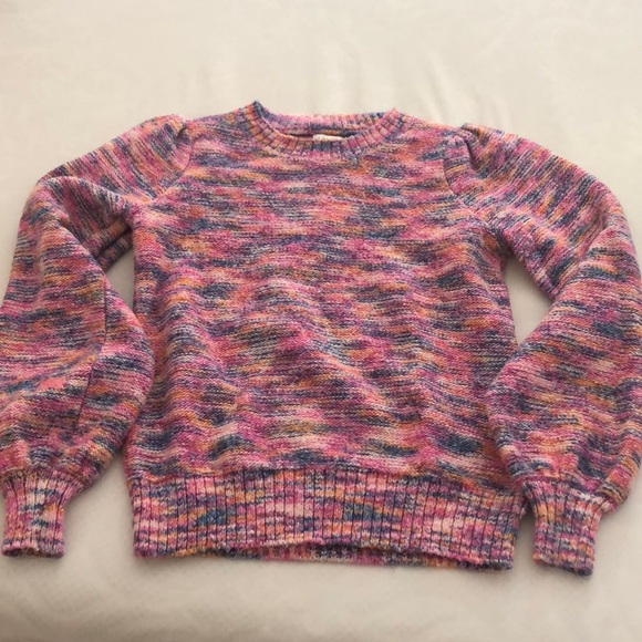J Crew Factory Pink Puff Sleeve Sweater - Picture 1 of 7